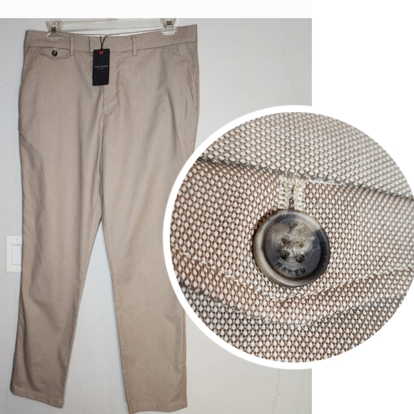 NWT Ted Baker Slim Fit Dobby Chino Trouser Pants Mens Size 36×32 Beige Taupe